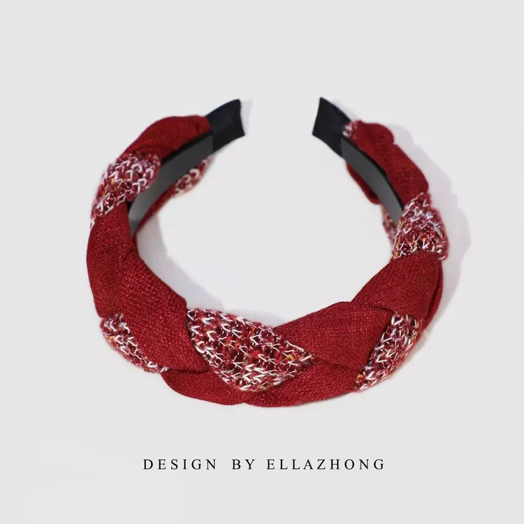 圣诞发箍~复古甜美发箍头箍显白砖红色文艺森系度假发卡原创发饰
