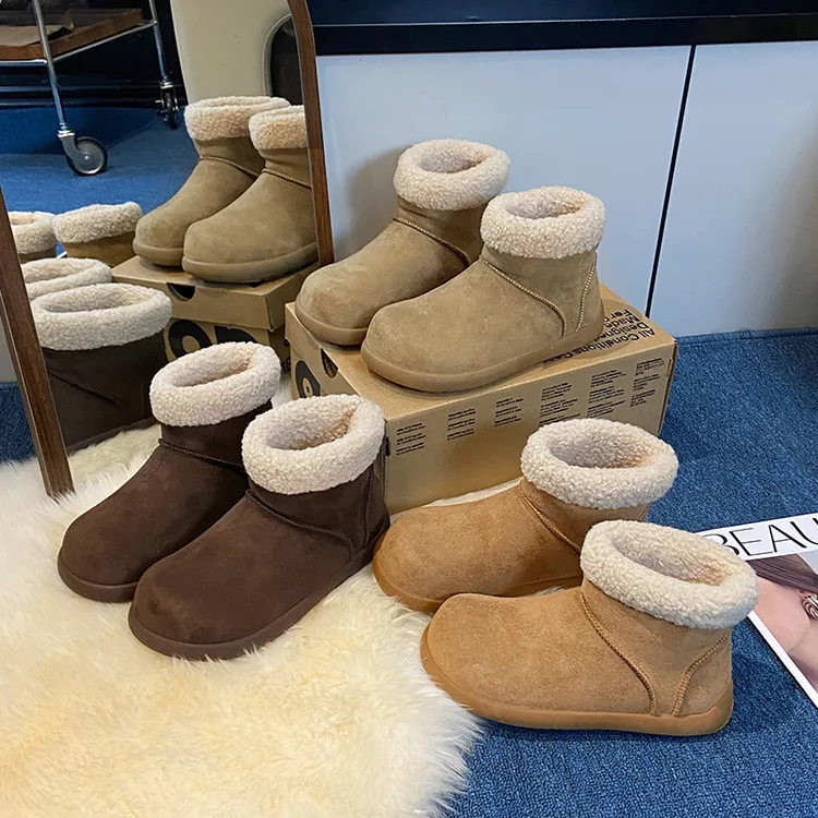 丑萌大头雪地靴女2025秋冬新款土豆毛毛短靴厚底加绒加厚断底包赔