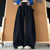 W4987王仙女 糯米绒弯刀裤女秋冬软糯垂感慵懒宽松绑带直筒阔腿裤