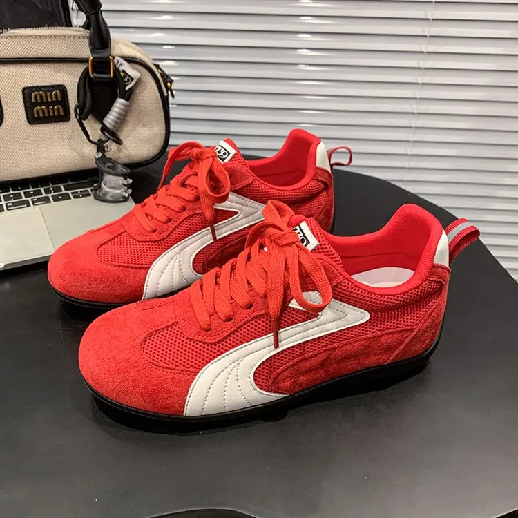 网红复古德训鞋女2025春夏新款平底轻便阿甘鞋学生运动休闲小白鞋