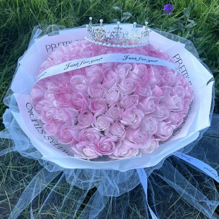 七夕情人节199朵粉玫瑰超大花束纪念日惊喜情人节花束永生花礼物