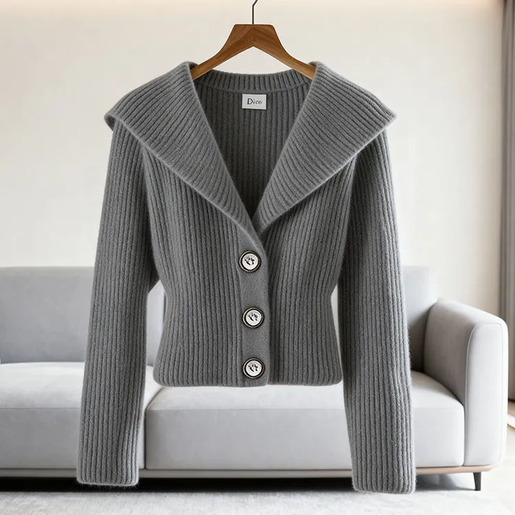 慵懒风女装岩石灰针织衫2025年早秋季新款高级感洋气时尚长袖上衣