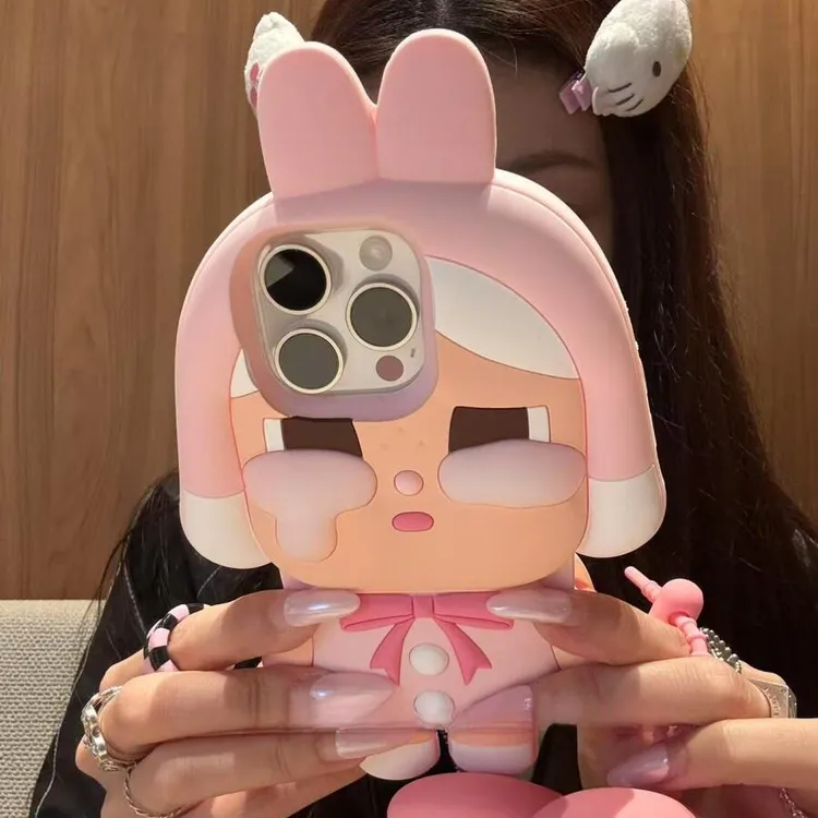 可爱立体兔耳哭娃适用苹果16promax手机壳15pro保护套14硅胶13