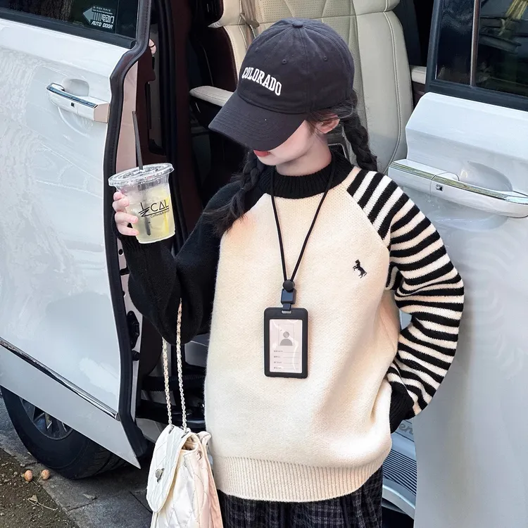 女童加厚不起球毛衣2025新款初中生冬装韩版针织衫儿童保暖毛线衣