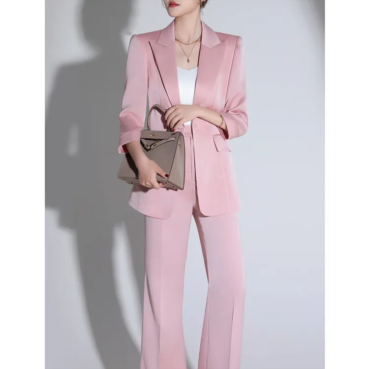 浅粉色西装套装女2025新款薄款高级感气质名媛西服外套职业装夏款