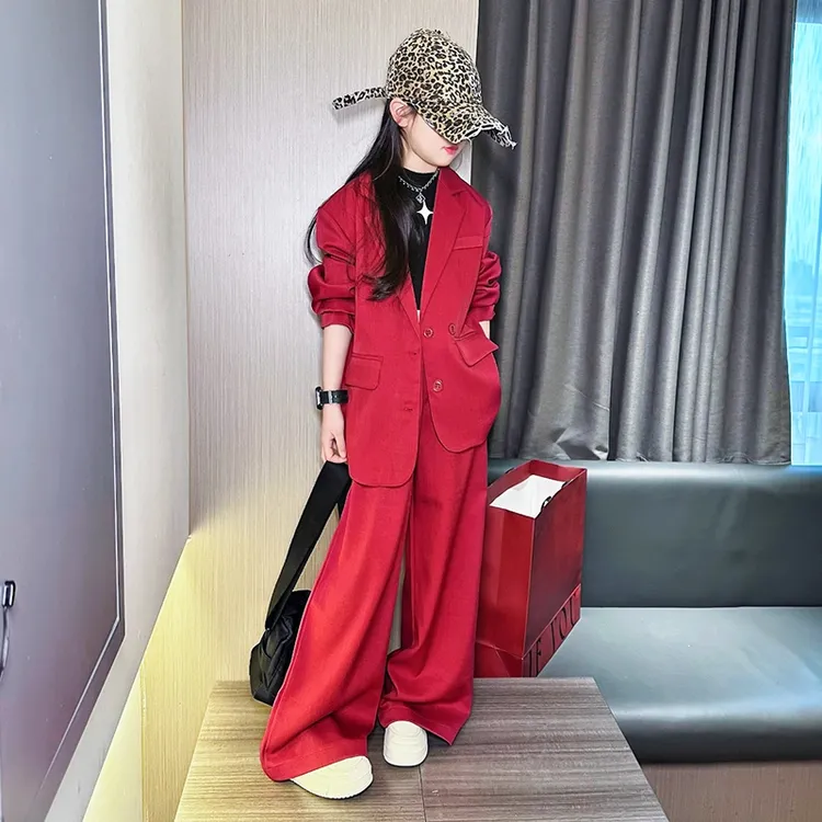 女童街舞爵士舞潮服西装套装2025洋气女孩演出服儿童走秀时髦春装