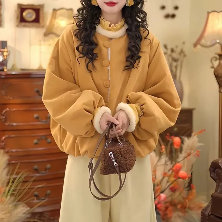 【运补6 】复古灯芯绒两面穿棉服女2025秋冬新款保暖加厚百搭外套潮