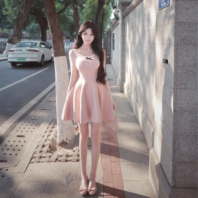 WW定制「胭脂芙芙」显瘦气质小个子法式生日网红小众设计感连衣裙