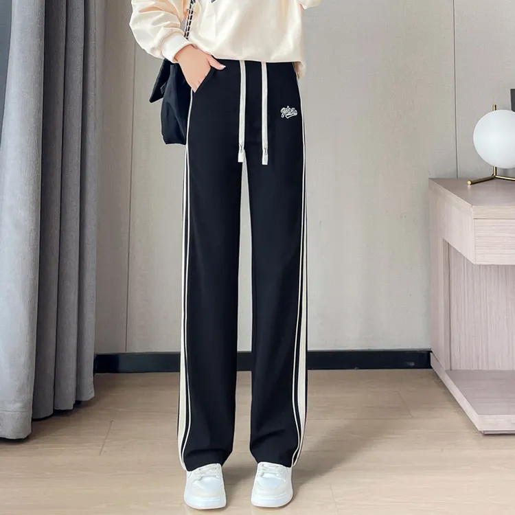 窄版阔腿裤女加绒冬季2025新款运动裤高腰卫裤小个子直筒休闲长裤