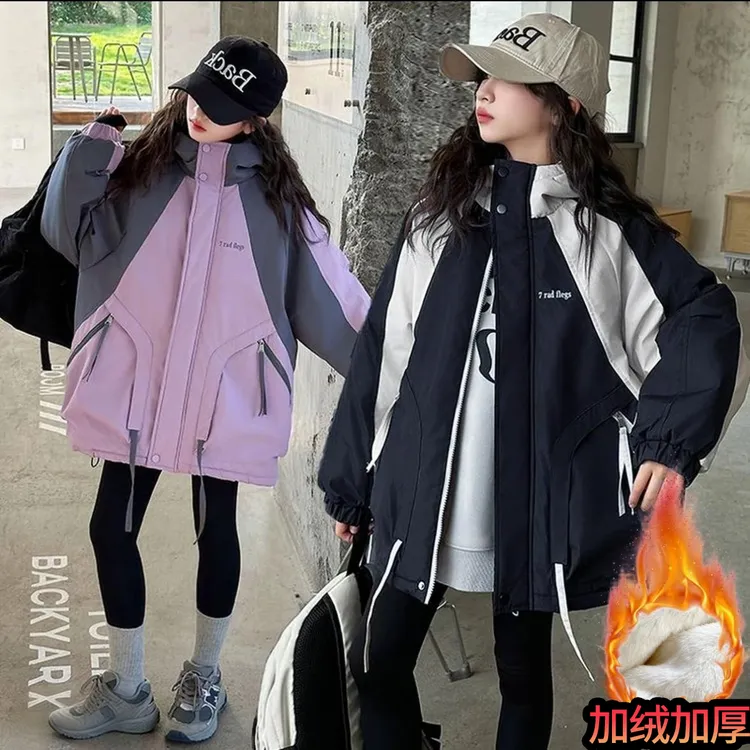 【一件过冬】加绒加厚派克服男女童棉服冬款外套2025新款洋气中长款