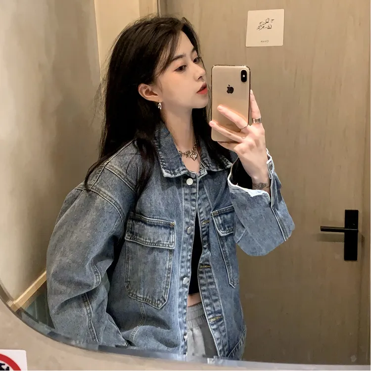 秋季韩版宽松设计感小众小个子牛仔外套女休闲时尚百搭长袖上衣