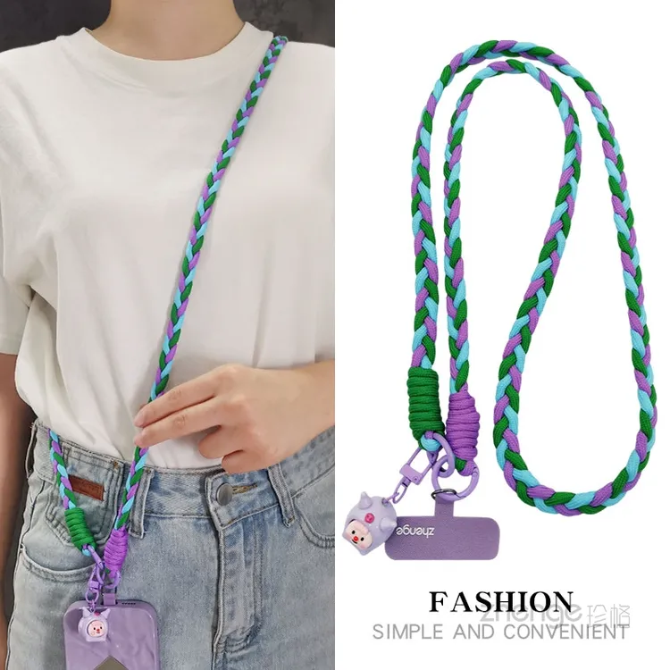 手机挂绳斜挎可背三股马尾辫ins旅游登山出行逛街户外手机背带绳