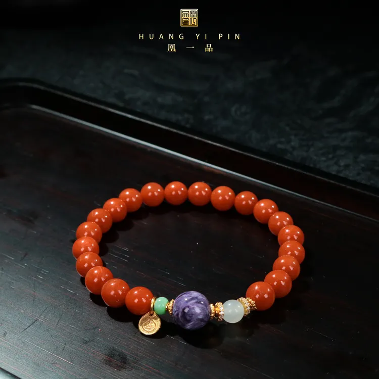 【凰一品】南红紫龙晶DIY款手串S925银