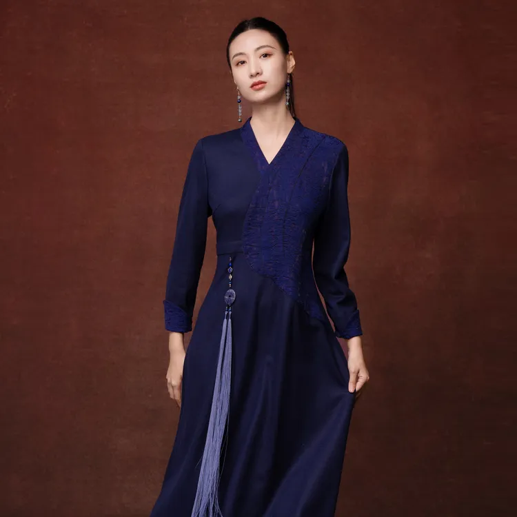 新中式国风新款气质  玄渊织光连衣裙953237481