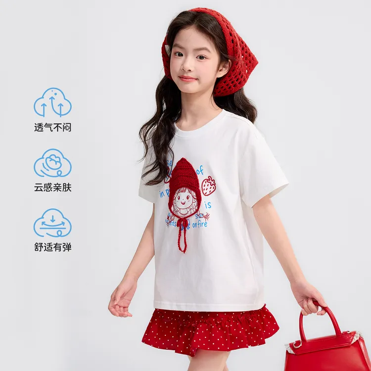 【小红帽】2026夏女童夏装儿童套装短袖韩版时尚百搭宽松16201D005
