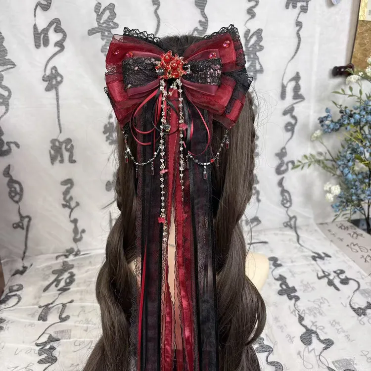 【血胭碟】国风发夹多层次蝴蝶结发饰头饰汉服弹簧夹