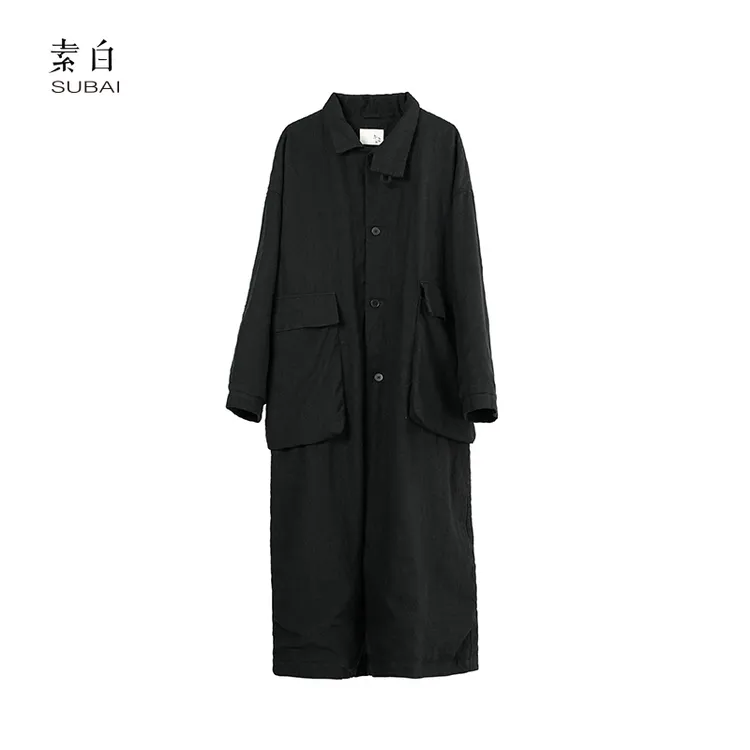 素白【逆光者】Y01973复古工装简约风亚麻夹棉加厚外套