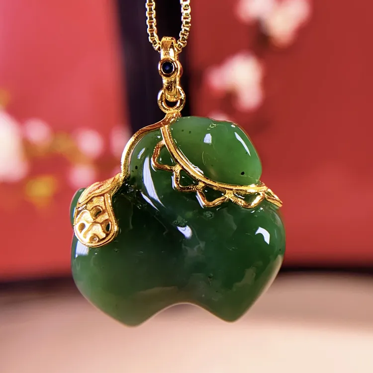 天然和田玉碧玉唐马925银马到成功马上有钱新年吊坠挂件精品@0318