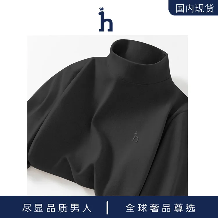 【品牌现货撤柜清仓】Hassyz 轻奢商务休闲半高领德绒保暖打底衫男