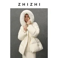 致知 西河 毛领连帽收腰毛领鹅绒羽绒服25年冬季新款ZZ2EWWY9008