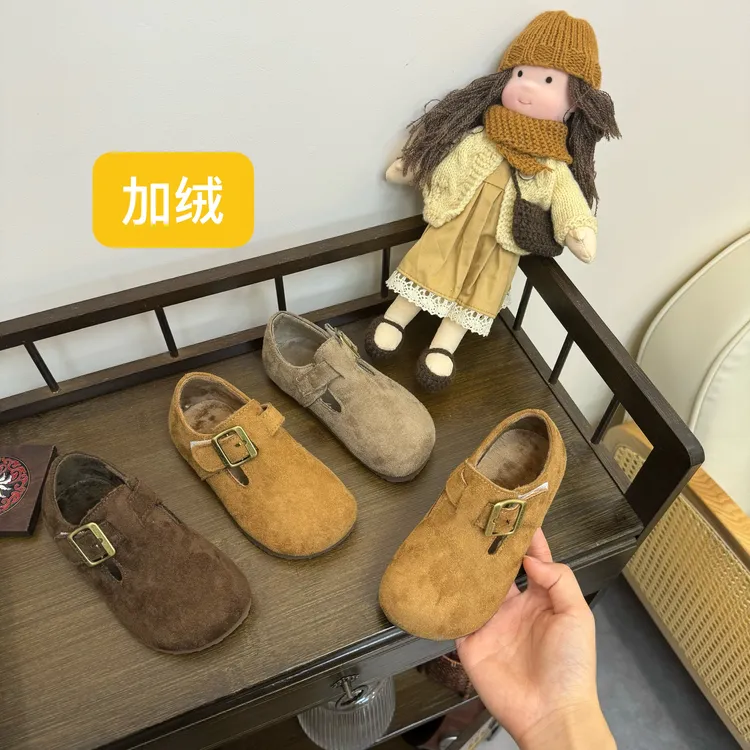 防滑儿童博肯鞋女童豆豆鞋时尚软底软面棉鞋男童博肯鞋儿童皮鞋