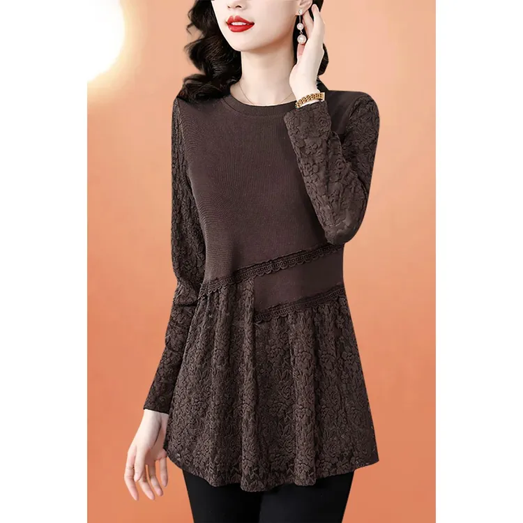 秋冬新款加绒加厚妈妈装遮肚子打底衫上衣洋气减龄百搭中长款小衫