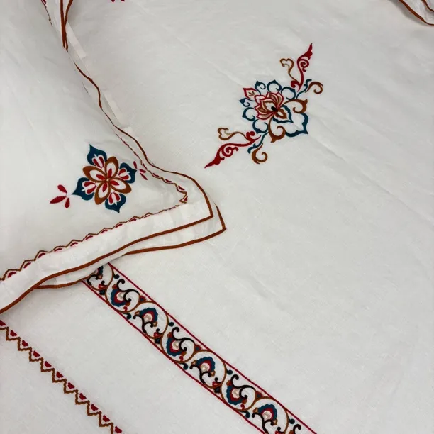 汉麻刺绣「莲境幽梦」中国风高奢刺绣四件套亲肤透气排汗健康