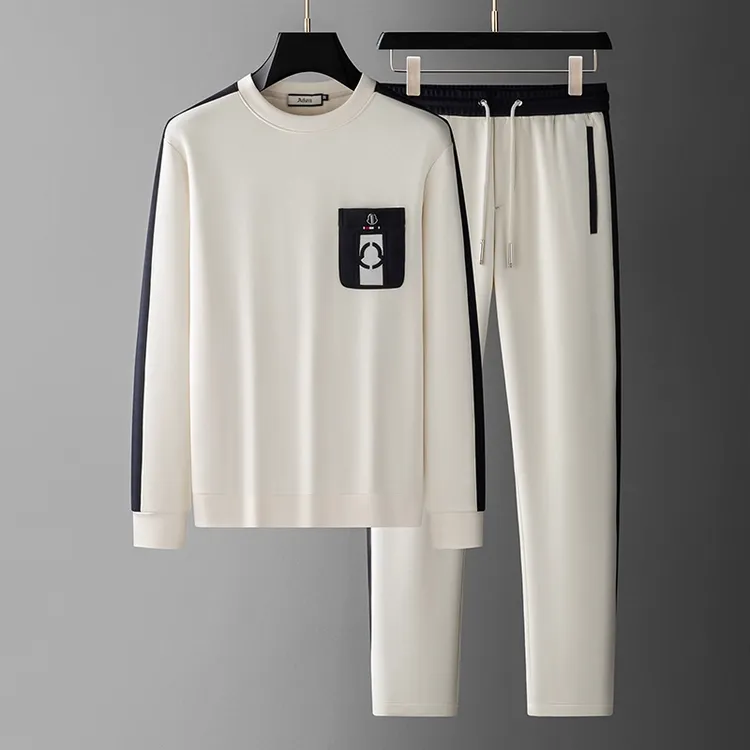 卫衣两件套男士轻奢秋冬柔软莫代尔太空棉时尚弹力休闲运动套装男