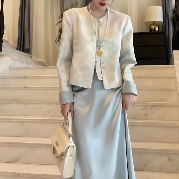 新中式国风套装女2025春季新款休闲盘1夏季小毛衣半过年套装