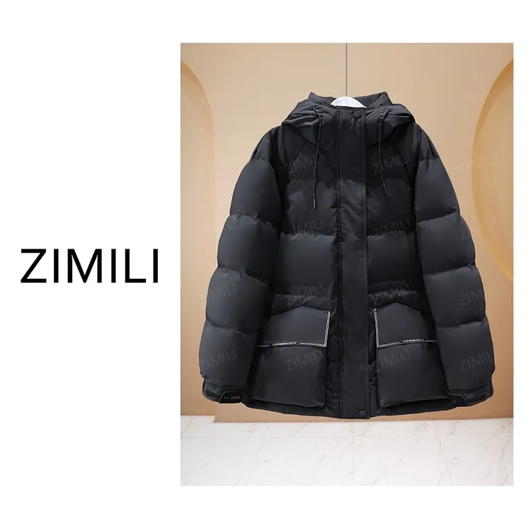 【亮哥女装】2025冬季新品暗夜黑90绒高蓬松加厚连帽羽绒服86370