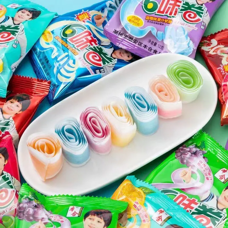 本合6味卷水果味果汁软糖卷糖怀旧8090零食小卖部校园
