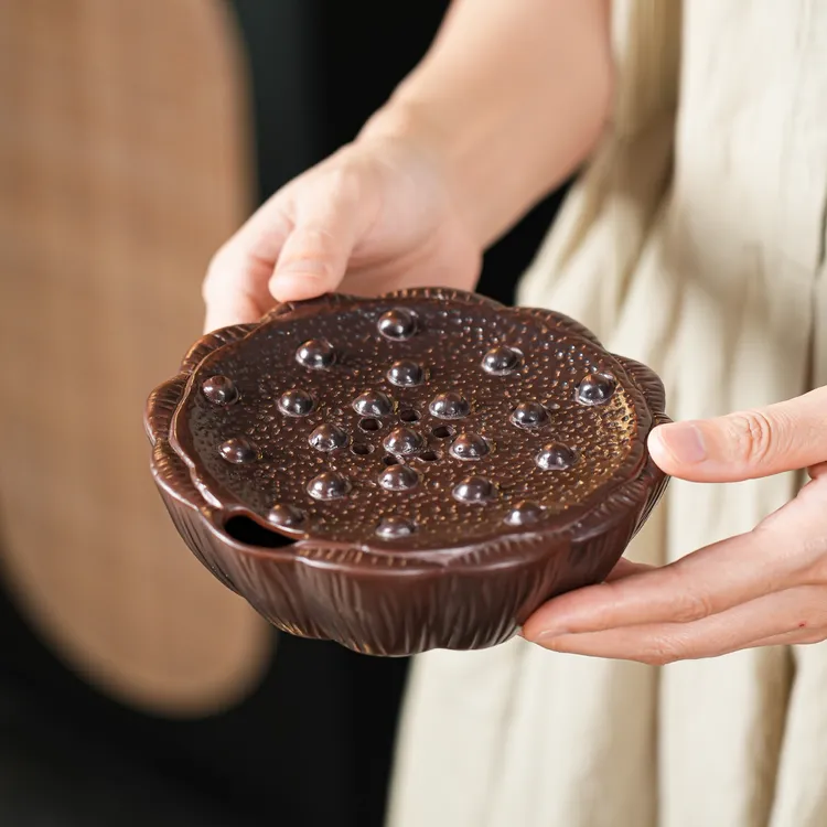 复古粗陶莲蓬壶承紫陶干泡台壶垫中式养壶高档储水底座茶道零配