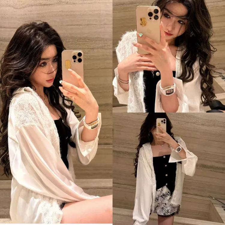 重工蕾丝拼接前后反差感衬衫女2025新款