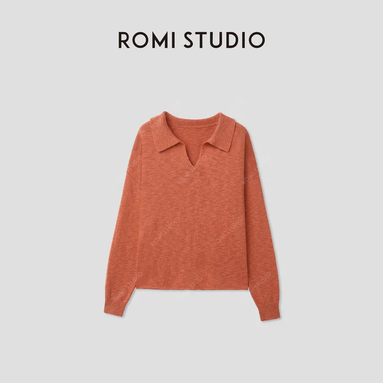 ROMI STUDIO“慵懒自在”欧洲进口亚麻混纺竹节麻毛衫 RWCAS65518