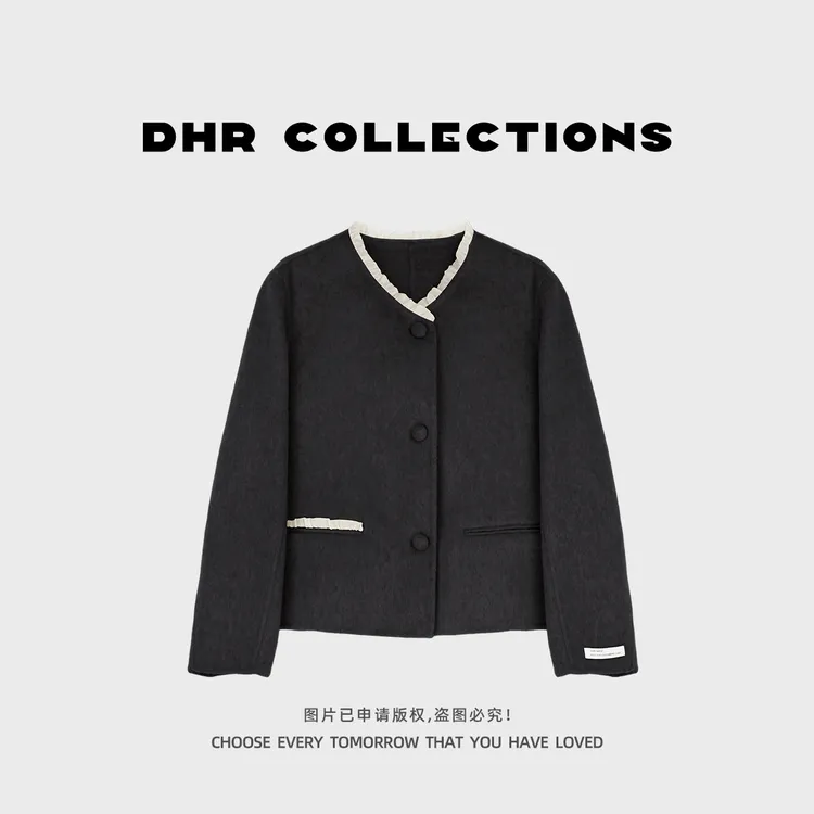 豆豆6【高支羊毛外套】法式洋气减龄小香风休闲毛呢上衣-25F18250M