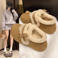真皮加绒勃肯棉鞋女2025新款冬加厚保暖女士内增高5CM雪地棉靴子