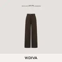 W.Diva【深棕咖调】精梳长绒棉舒适本布腰带茧型休闲裤53K013040