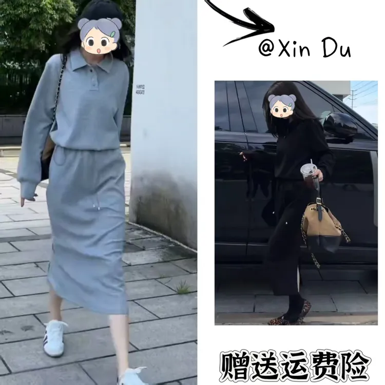 2025秋季新款时尚显瘦气质女士网红洋气两件套百搭款D22285