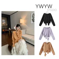 【YWYW25F/W】秋冬氛围感细闪混毛织毛衣+挂脖配饰手套套装5795