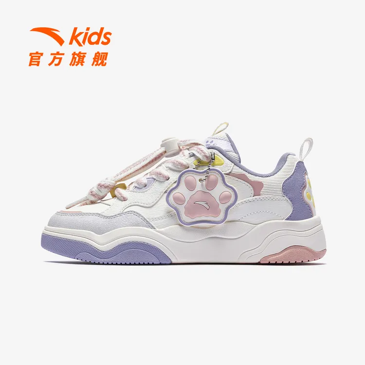 萌宠鞋安踏儿童女大童板鞋2025上新款舒适防滑耐磨青少年潮流板鞋