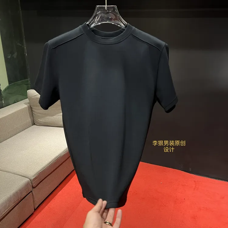 （潮）21003男士简约立体肩型原创设计冬季加厚短袖T恤