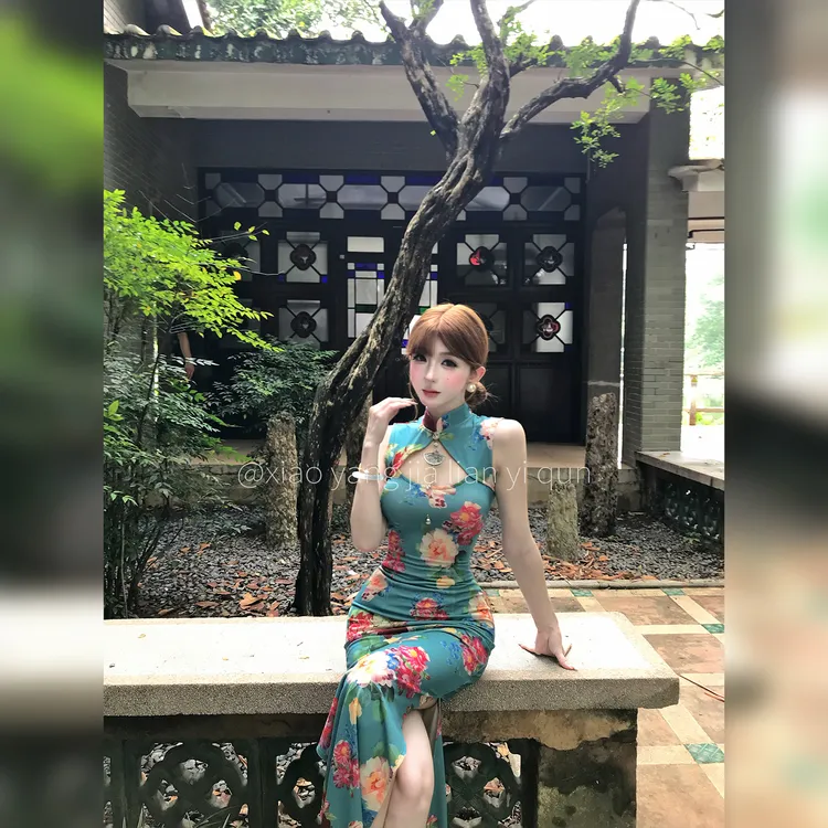 小洋家【庭院深深】夏季新款收腰显瘦显身材无袖侧开叉新中式旗袍N