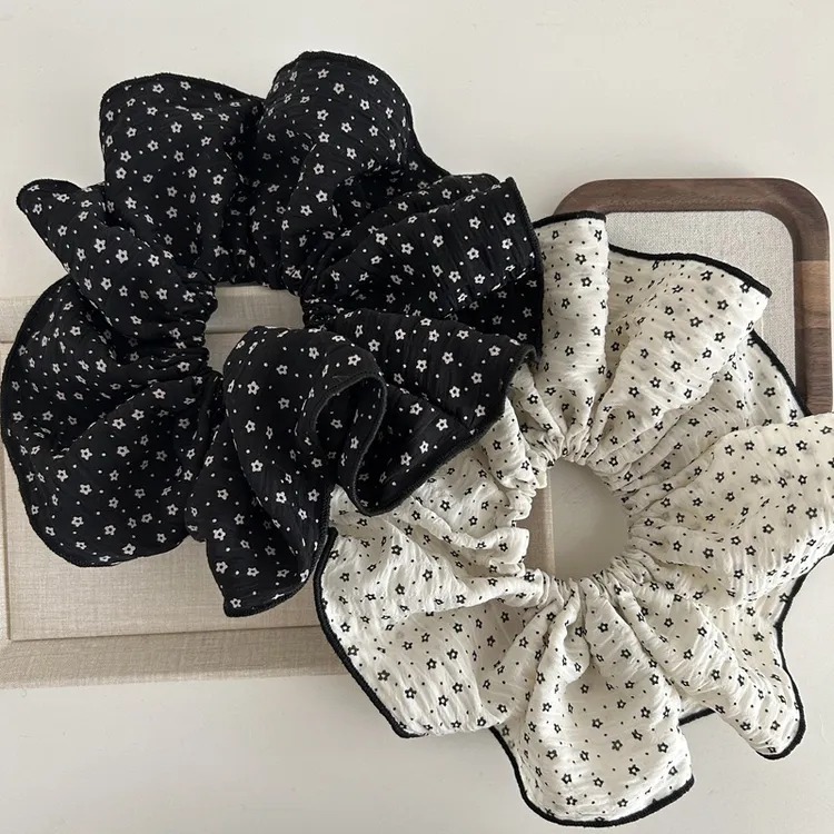 韩系布艺碎花大号大肠发圈气质波点锁边头绳洋气百搭头花发饰头圈