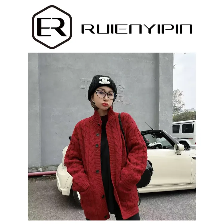 7803#【炫妈】100羊毛 麻花毛衣 设计休闲保暖洋气