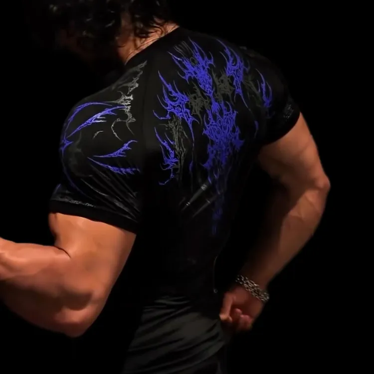 美式夏季运动短袖男T恤速干弹力健身衣跑步透气肌肉训练紧身衣服