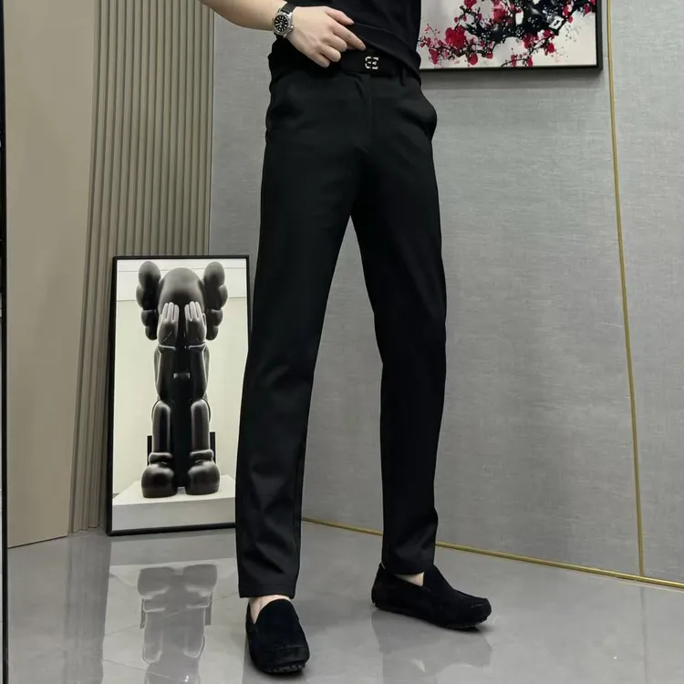 秋季新款轻奢高定休闲男裤抗皱免烫纯色男士休闲长裤