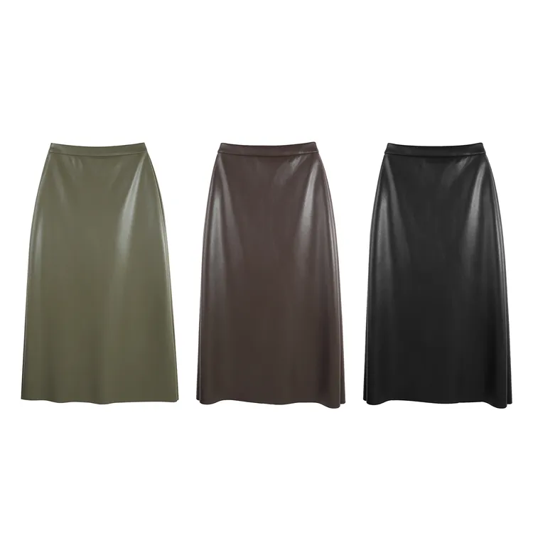 【无领时代】2025春季新款高腰气质PU包臀半身裙HBZW651509