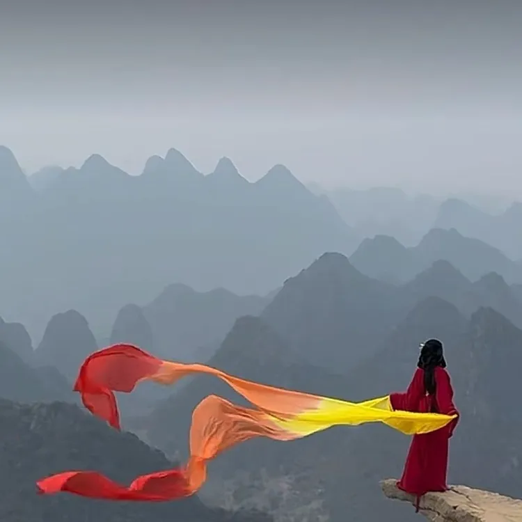 古典舞蹈披帛丝巾汉服绸子飘逸敦煌飘带天女散花飞天舞彩带古风