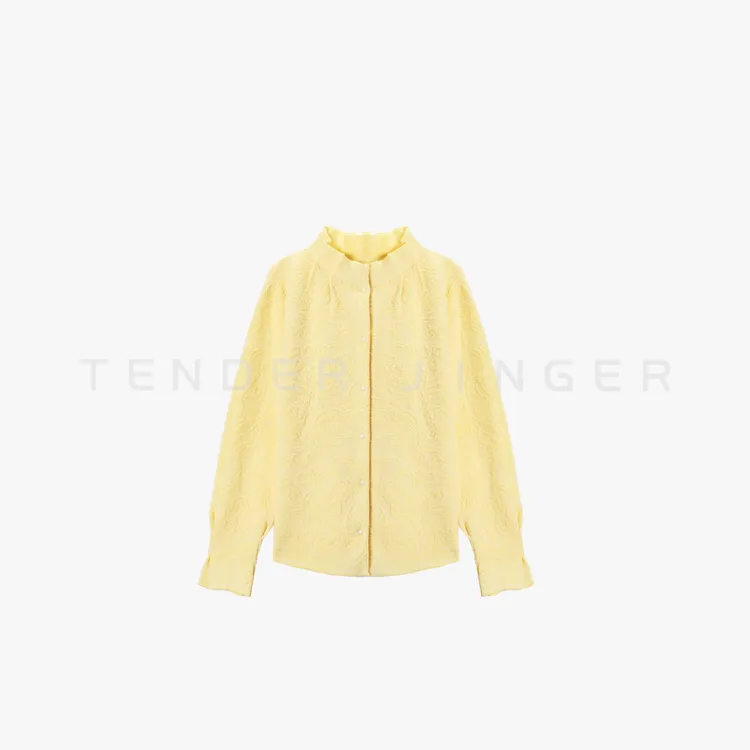 Tender Jinger｜线下专供 半高领木耳边提花羊毛针织衫T54MII50637