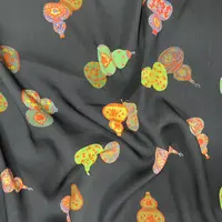 【绒兰】丝滑有光泽！丝光绫罗贡缎面料 121号 黑底小葫芦